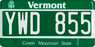 VT license plate YWD855