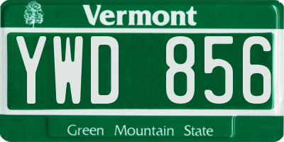 VT license plate YWD856