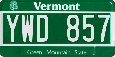 VT license plate YWD857