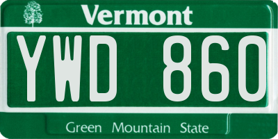 VT license plate YWD860