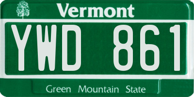 VT license plate YWD861