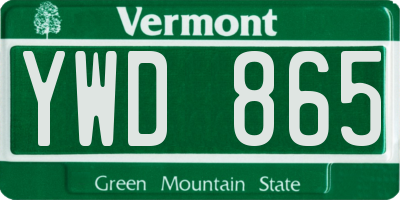 VT license plate YWD865
