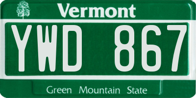 VT license plate YWD867
