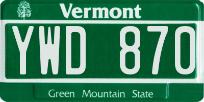 VT license plate YWD870