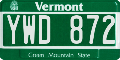 VT license plate YWD872