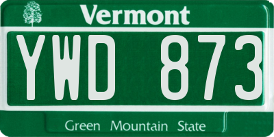 VT license plate YWD873