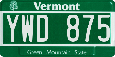 VT license plate YWD875