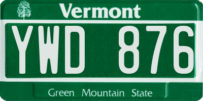 VT license plate YWD876
