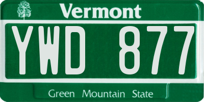 VT license plate YWD877