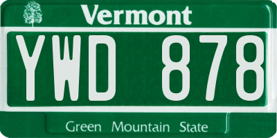 VT license plate YWD878