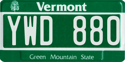 VT license plate YWD880