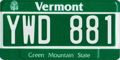 VT license plate YWD881