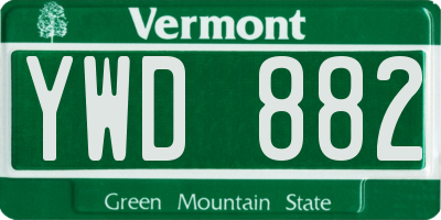 VT license plate YWD882