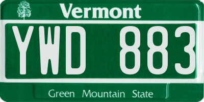 VT license plate YWD883