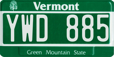 VT license plate YWD885