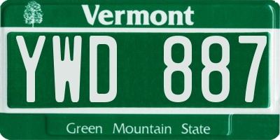 VT license plate YWD887