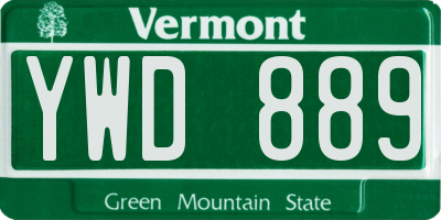 VT license plate YWD889