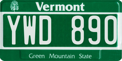 VT license plate YWD890