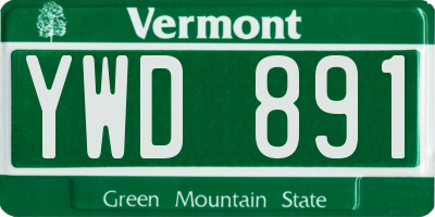 VT license plate YWD891