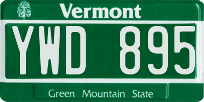 VT license plate YWD895
