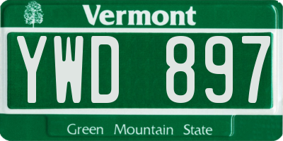 VT license plate YWD897