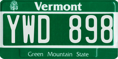 VT license plate YWD898