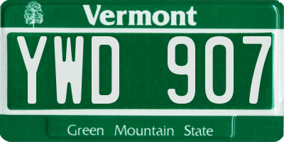 VT license plate YWD907