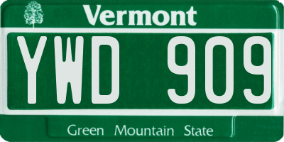 VT license plate YWD909