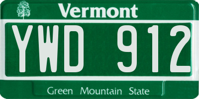VT license plate YWD912