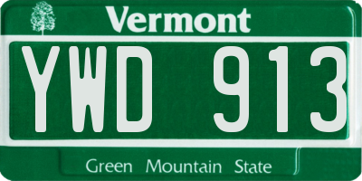 VT license plate YWD913