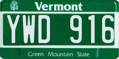 VT license plate YWD916