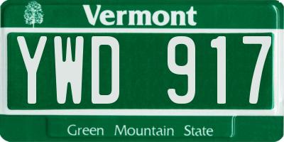 VT license plate YWD917