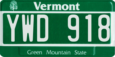 VT license plate YWD918