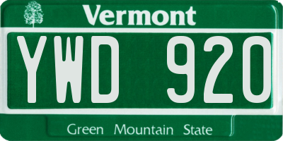 VT license plate YWD920