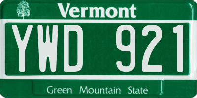 VT license plate YWD921