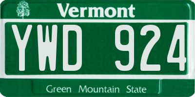VT license plate YWD924