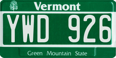 VT license plate YWD926