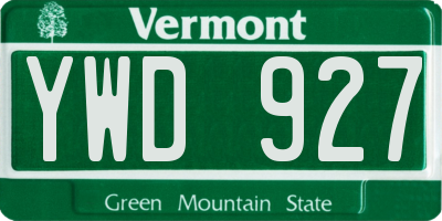 VT license plate YWD927