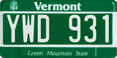 VT license plate YWD931