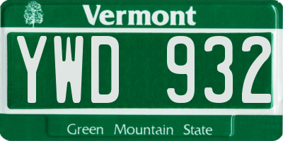 VT license plate YWD932