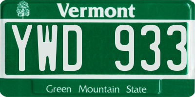 VT license plate YWD933