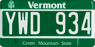 VT license plate YWD934