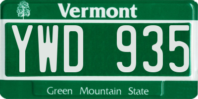 VT license plate YWD935