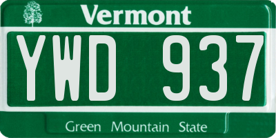 VT license plate YWD937
