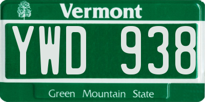 VT license plate YWD938