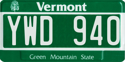 VT license plate YWD940