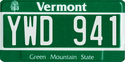 VT license plate YWD941