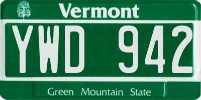 VT license plate YWD942