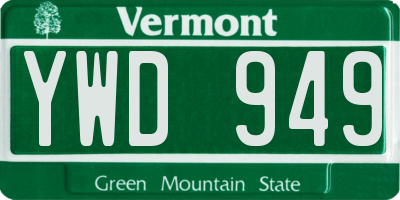 VT license plate YWD949