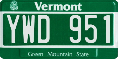 VT license plate YWD951